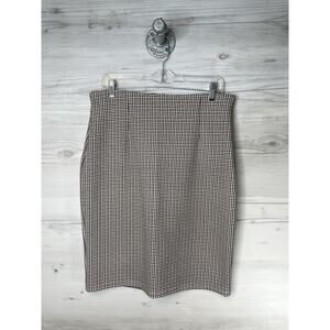 Maze Collection Skirt Womens Large Brown‎ Black Houndstooth Pencil Stretch Knit